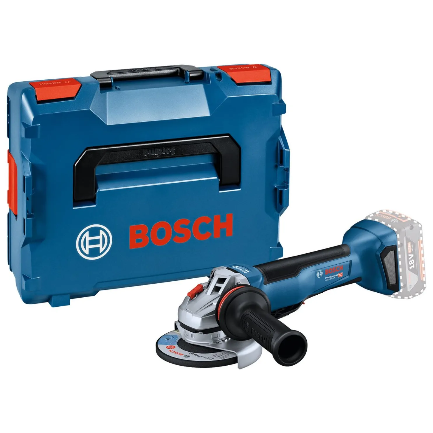 Akkukulmahiomakone Bosch Professional GWS 18V-10 P Solo 18V ilman akkua + L-Boxx