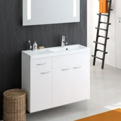 Allas ja allaskaappi Otsoson Miniclever 900 900x310 valkoinen oikea sileäovi sivukaappi yhdellä laatikolla