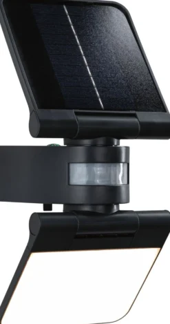 Aurinkokennoseinävalaisin Paulmann Lesla 150x130mm USB-ladattava hämäräohjattu liiketunnistin IR IP65 3000K 12.5W 1000lm antrasiitti