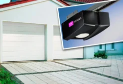 Autotallin nosto-ovipaketti Isomatic Nordic 2500x2125mm vaakauritettu + avaaja Liftronic 500 valkoinen