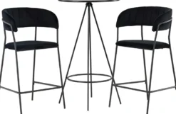 Baaripöytä Venture Home Bistro + 2 Lui -baarituolia, musta