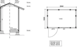 Elementtivarasto Timburg E2b 2540x1640 mm 4.17 m² puuvalmis