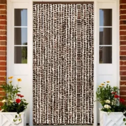 Hyönteisverho ruskea ja valkoinen 100x220 cm chenille