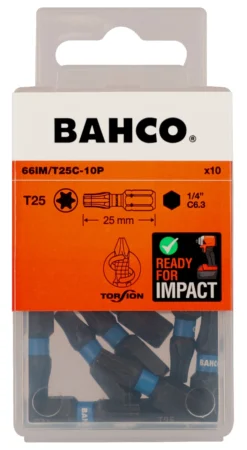 Iskukärkisarja Bahco 66IM TORX T25 25mm, 10kpl