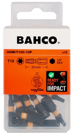 Iskukärkisarja Bahco 66IM TORX T10 25mm, 10kpl