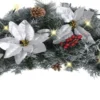 Joulukaari LED-valoilla, hopeisilla ja punaisilla koristeluilla, 90cm