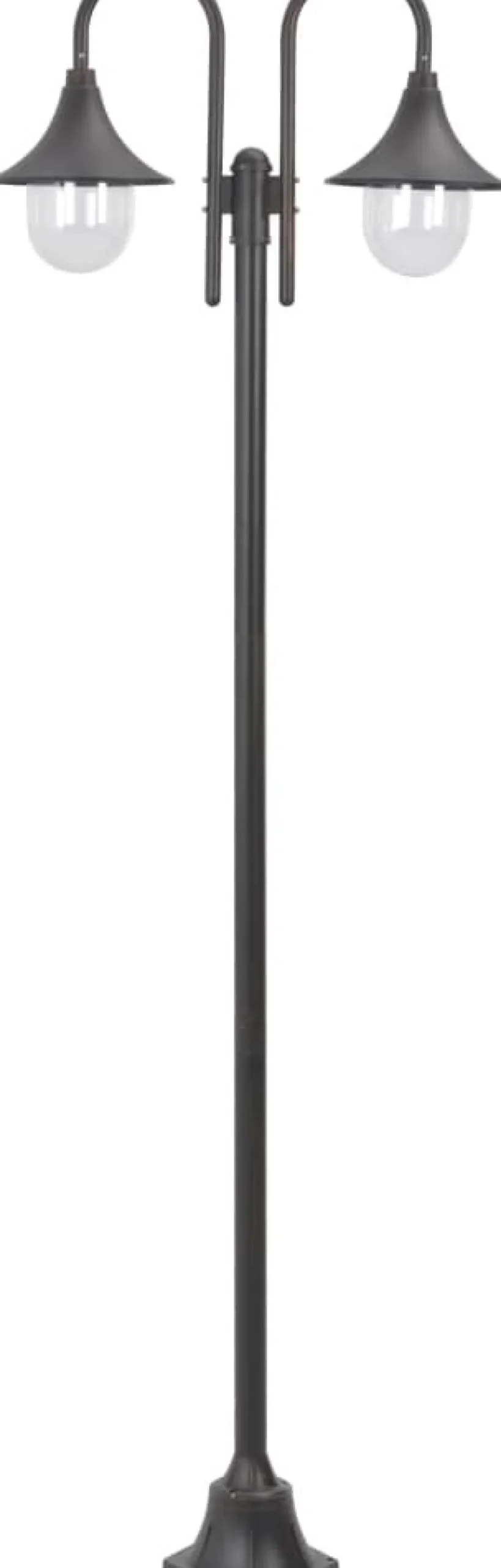 Kaksilyhtyinen pylväsvalaisin puutarhaan e27 220 cm pronssi