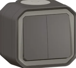 Kaksoismonitoimikytkin/-painike Legrand Plexo 10 A IP55 pinta, antrasiitti