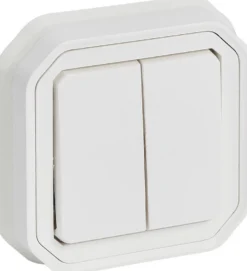 Kaksoismonitoimikytkin/-painike Legrand Plexo New 10 A IP55 uppo kiinnityskynsillä, valkoinen