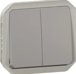 Kaksoismonitoimikytkin/-painikemekanismi Legrand Plexo 10 A IP55, harmaa