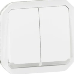 Kaksoismonitoimikytkin/-painikemekanismi Legrand Plexo 10 A IP55 merkkivalolla, valkoinen