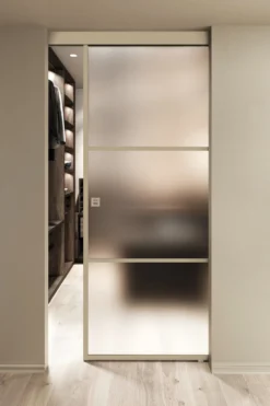 Kattokiinnitteinen liukuovi Hietakari Inne C1T Tokyo, soft closing -mekanismilla, mittatilaus, eri vaihtoehtoja