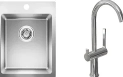 Keittiöallas Lapetek Luna-X 340-IFA 505x390mm rst + keittiöhana Lapetek Round-A, APK-venttiili, kromi