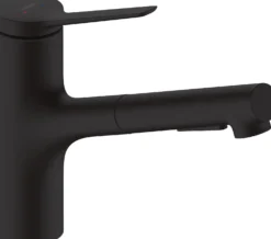Keittiöhana Hansgrohe Zesis M33 150, metallinen ulosvedettävä juoksuputki, 2 jet, mattamusta