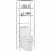 3-kerroksinen säilytyshylly wc-pytyn ylle hopea 53x28x169 cm