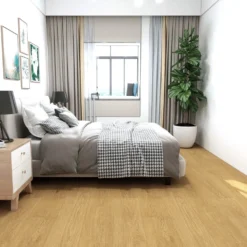 Kivikomposiittivinyylilankku DomusFlooring Lemminkäisen luonnontammi, integroitu askeläänieriste