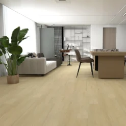 Kivikomposiittivinyylilankku DomusFlooring Vellamon vaalea tammi, integroitu askeläänieriste