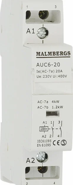 Kontaktori Malmbergs 20A 230V 2-napainen 1 moduuli