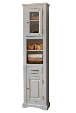 Korkea kaappi Interia Romantic,45x190x30 cm, valkoinen