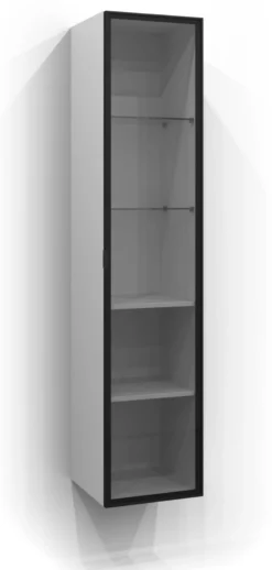 Korkea kaappi lasiovella Svedbergs 35x160 cm savulasi eri värejä