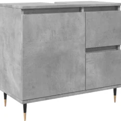 Kylpyhuoneen kaappi betoninharmaa 65x33x60 cm tekninen puu (57222)