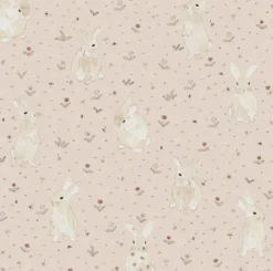 Lastenhuoneen tapetti Rebel Walls Bunny Field Pink, vaaleanpunainen