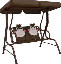 Lasten keinupenkki ruskea 115x75x110 cm kangas