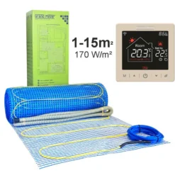 Lattialämmitysmatto Grand Meyer 1 m², 170 W/m² + Wi-Fi termostaatti SN-15, eri kokoja