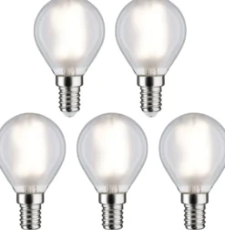LED-filamenttilamppu Paulmann Drop, E14, 470lm, 4,8W, 4000K, matta, 5kpl