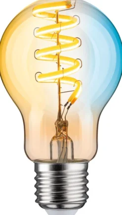 LED-älylamppu Paulmann Smart Home Zigbee 3.0 Pear, E27, 600lm, 7.5W, filamentti, säädettävä värilämpötila, himmennettävä, kulta