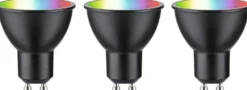 LED-älylamppu Paulmann Smart Home Zigbee 3.0 Reflector, GU10, 350lm, 4.8W, RGBW+, himmennettävä, mattamusta, 3kpl