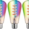LED-älylamppu Paulmann Smart Home Zigbee 3.0, ST64, E27, 470lm, 6.3W, RGBW+, filamentti, himmennettävä, kulta, 3kpl