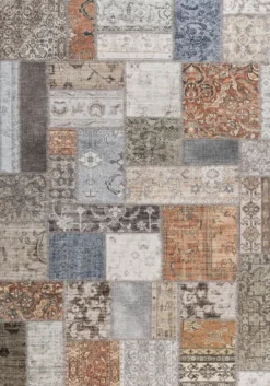 Matto Benina Patchwork ruskea monivärinen