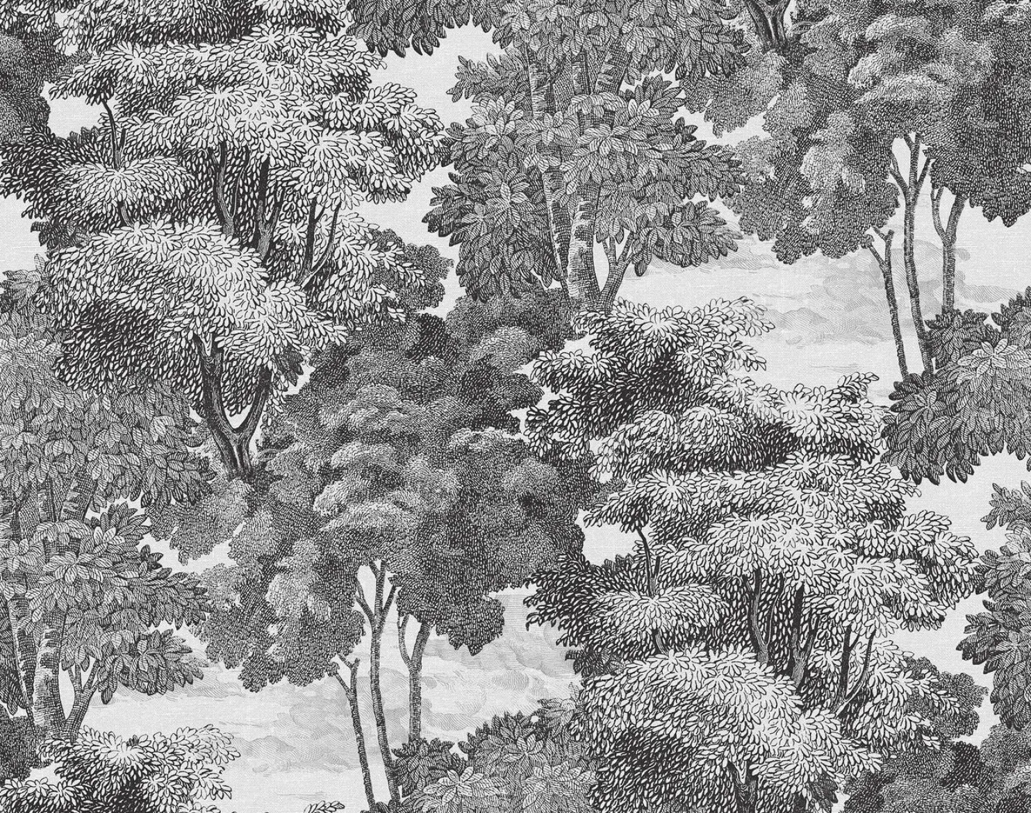 Metsätapetti Rebel Walls Saint Sebastian Graphite, 0.50x10m, non-woven, metsä, harmaa
