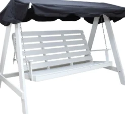 Puutarhakeinu katoksella Baltic Garden Pelle 165cm valkoinen/musta