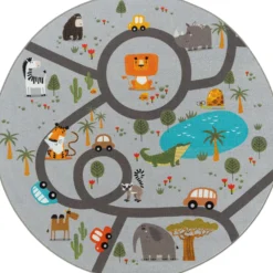Pyöreä matto Benina Play Animals Ø120cm, eri värejä
