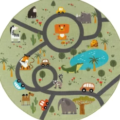 Pyöreä matto Benina Play Animals Ø120cm, eri värejä