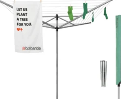 Pyykinkuivausteline Brabantia Lift-O-Matic Advance 50 m metallinen maaterä + suojapussi + pyykkipoikapussi
