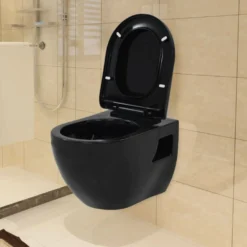 Seinään kiinnitettävä WC-istuin keraaminen musta