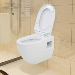 Seinään kiinnitettävä WC-istuin keraaminen valkoinen