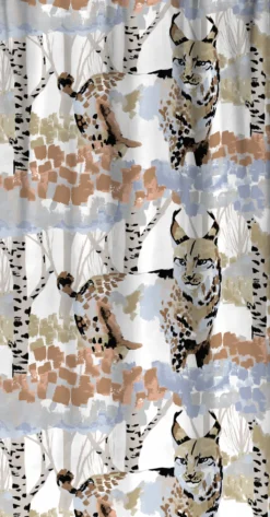 Sivuverho Vallila Ilves, beige/sininen, 140x250 cm
