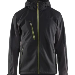 Softshell-takki Blåkläder 4753 Unite hupulla musta/keltainen