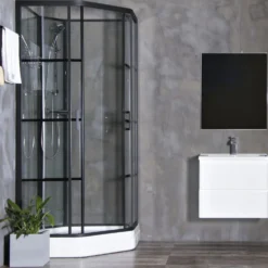Suihkukaappi Bathlife Betrakta 900x900 mm kaareva musta kehys