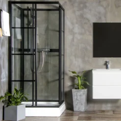 Suihkukaappi Bathlife Betrakta 900x900 mm suora musta kehys