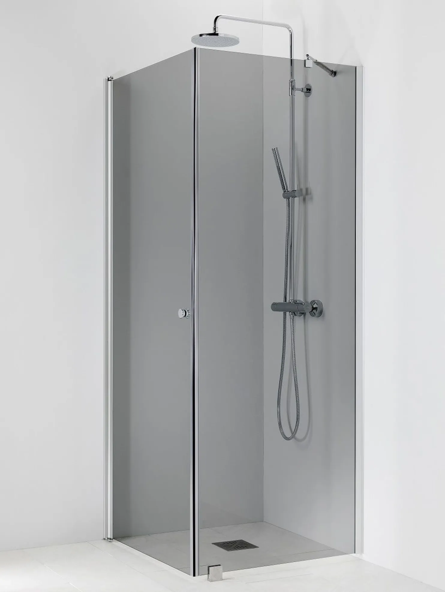 Suihkukulma Vihtan Ocean 3+6 800/750 mm kiinteä + kääntyvä suora harmaa lasi