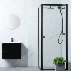 Suihkunurkka Bathlife Profil seinä 900 mm ovi 700 mm musta kehys