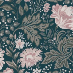 Tapetti Sandberg Ava, non-woven, kukka, maalaisromanttinen, tummanvihreä