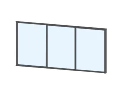 Terassin liukulasi-ikkuna Keraplast 3-os. 1100x2870mm, kirkas/harmaa