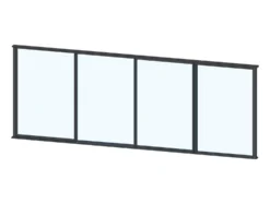 Terassin liukulasi-ikkuna Keraplast 4-os. 1100x3800mm, kirkas/musta