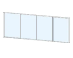 Terassin liukulasi-ikkuna Keraplast 4-os. 1100x3800mm, kirkas/valkoinen